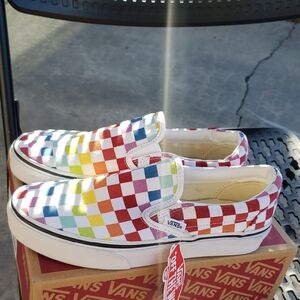 Vans Women's Rainbow Checkered Slip-On Sneakers